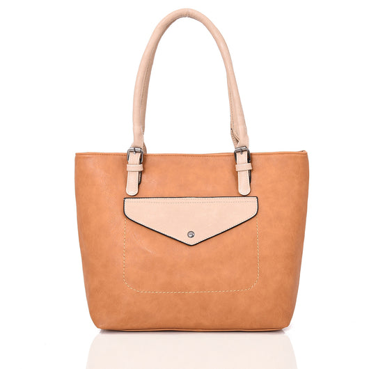 Allegro Front Pocket Shopper Bag - Tan image 1