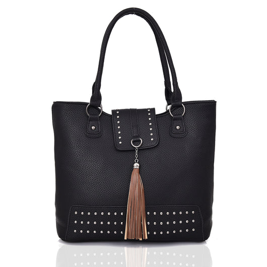 Irina Stud And Tassel Shopper - Black image 1