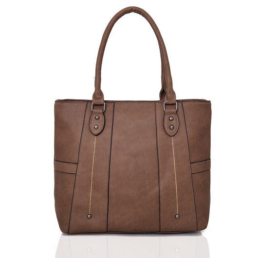 Lollie Stitch Panel Shopper Bag - Khaki image 1
