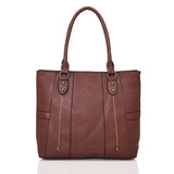 Lollie Stitch Panel Shopper Bag - Red Brown image 1