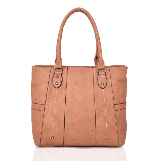 Lollie Stitch Panel Shopper Bag - Yellow Brown image 1
