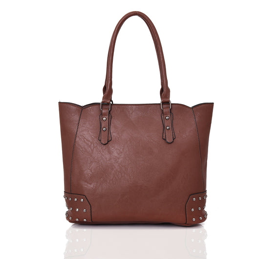 Britta Stud Tote Bag - Red Brown image 1