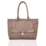 Janica Clip Front Stud Tote - Khaki image 1