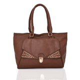 Janica Clip Front Stud Tote - Red Brown image 1