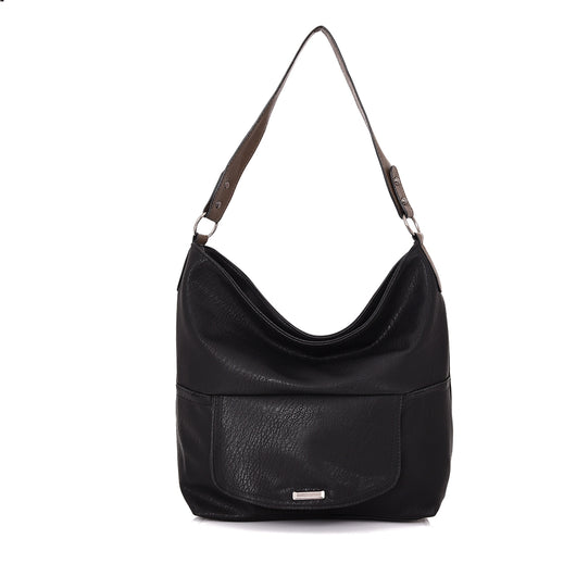 Terri Front Pocket Slouch Bag - Black image 1