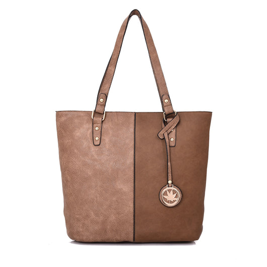Pauline Twin Colour Shopper Bag - Light Khaki image 1