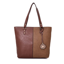 Pauline Twin Colour Shopper Bag - Red Brown image 1