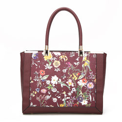 Samira Floral Tote Bag - Burgundy image 1
