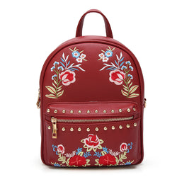 Aine Embroidered Backpack - Burgundy image 1