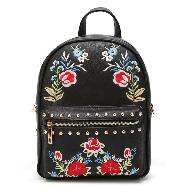 Aine Embroidered Backpack - Black image 1