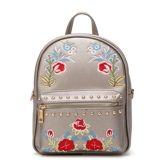 Aine Embroidered Backpack - D.Silver image 1