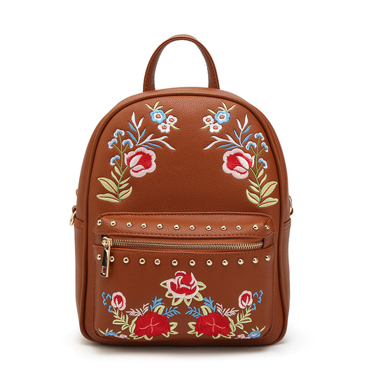 Aine Embroidered Backpack - Tan image 1