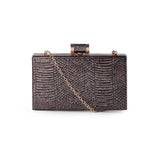 Metallic Snake Box Clutch - Pewter image 1
