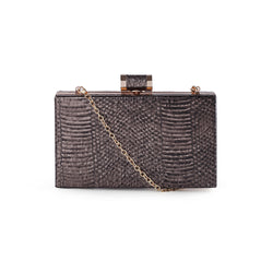 Metallic Snake Box Clutch - Pewter image 1