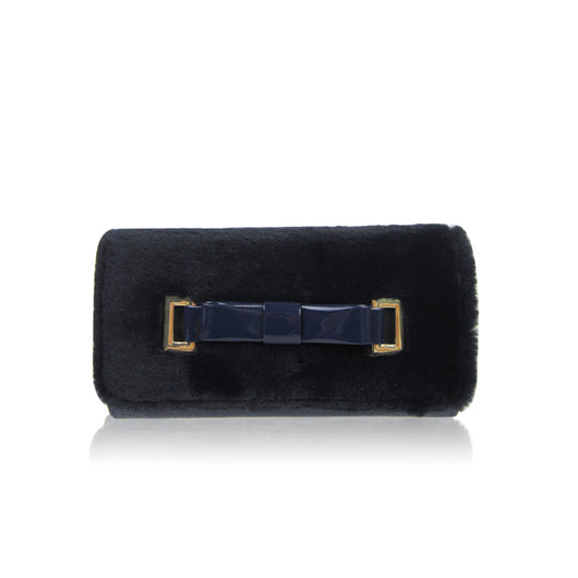 Faux Fur Long Purse - Navy Blue image 1