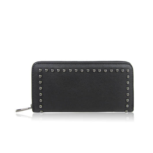 Studded Long Zip Purse - Black image 1
