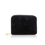 Crushed Velvet Small Zip Purse - Black image 1