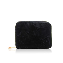 Crushed Velvet Small Zip Purse - Black image 1