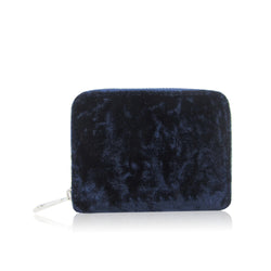 Crushed Velvet Small Zip Purse - Navy Blue image 1