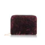 Crushed Velvet Small Zip Purse - Burgundy image 1