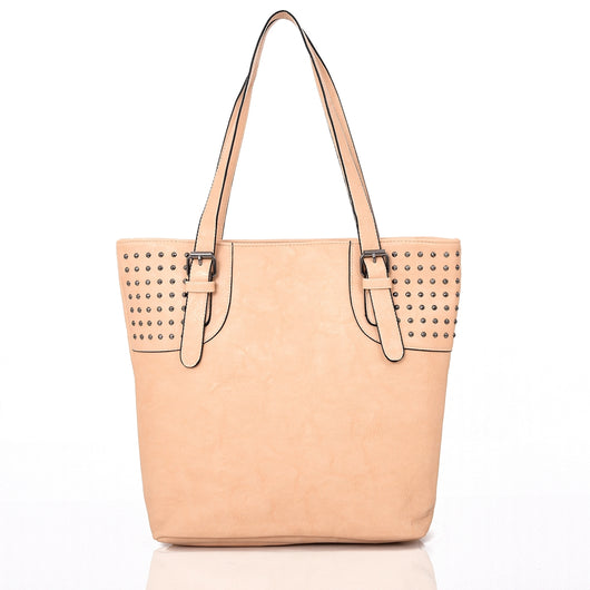 Kelli Stud Panel Shopper Beige image 1