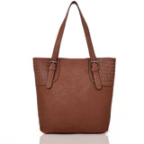 Kelli Stud Panel Shopper Red Brown image 1