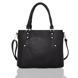Elenor laser pocket shopper bag black image 1