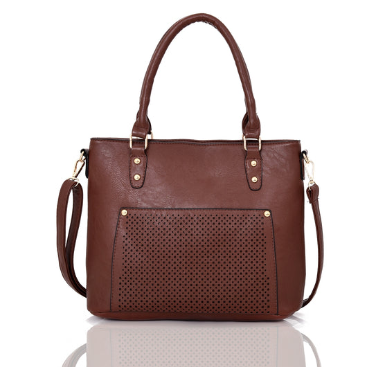Elenor laser pocket shopper bag Red Brown image 1