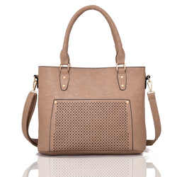 Elenor laser pocket shopper bag light Khaki image 1