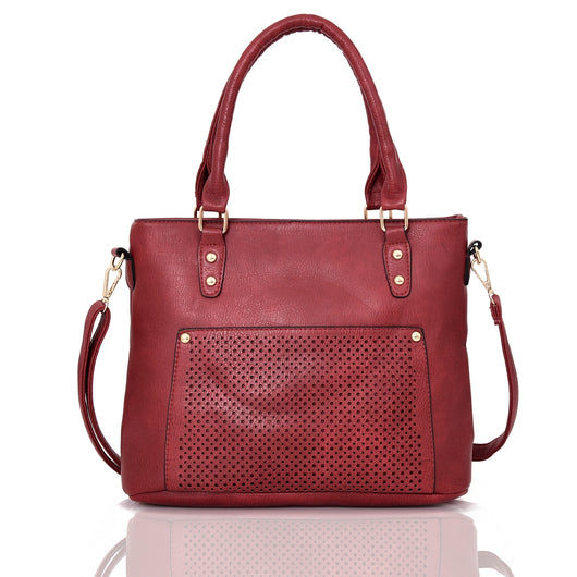 Elenor laser pocket shopper bag Red image 1
