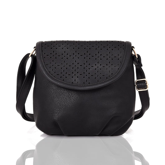 Aubree laser cut cross body bag black image 1