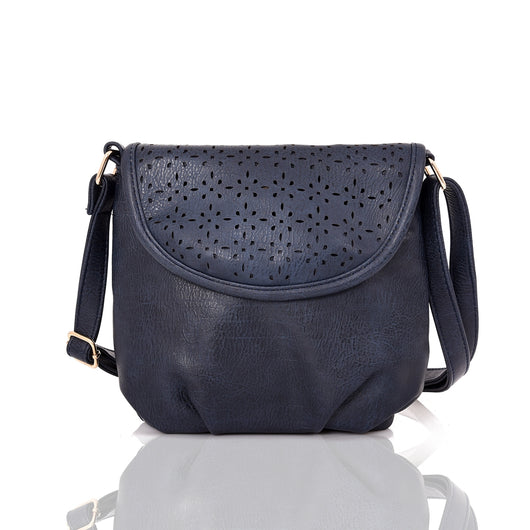 Aubree laser cut cross body bag blue image 1