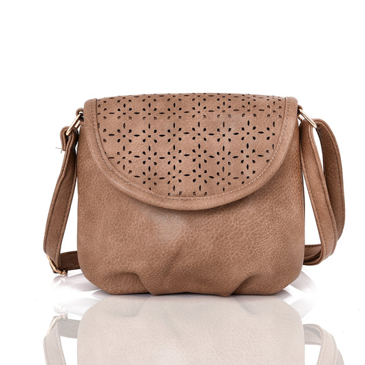 Aubree laser cut cross body bag khaki image 1