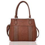Sherlock Studded Tote Bag Red Brown image 1