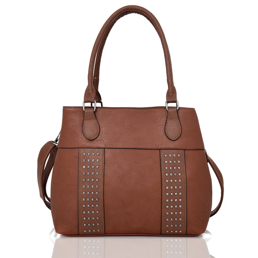 Sherlock Studded Tote Bag Red Brown image 1
