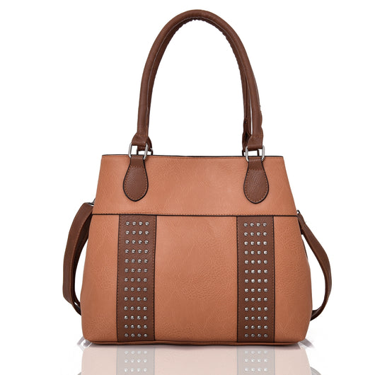 Sherlock Studded Tote Bag Dark Tan image 1