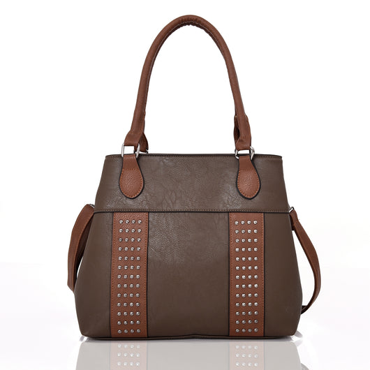 Sherlock Studded Tote Bag Dark Khaki image 1