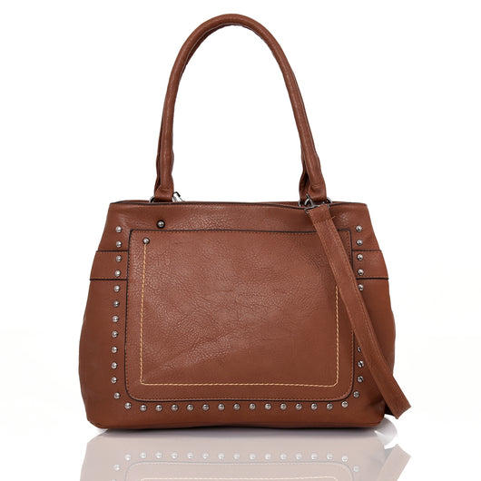 Kaylee Stud Tote Bag Red Brown image 1