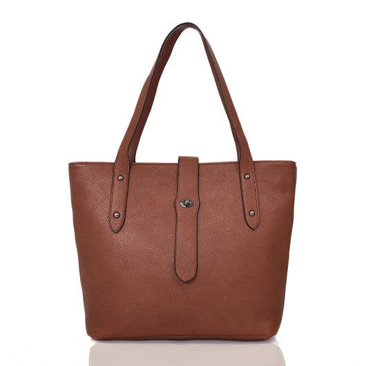 Victory pin stud detail shopper bag red brown image 1