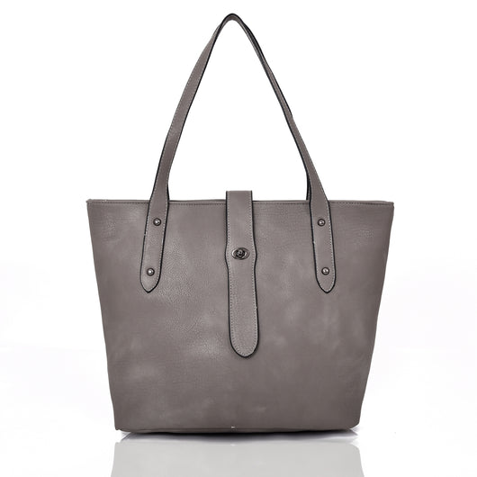 Victory pin stud detail shopper bag grey image 1