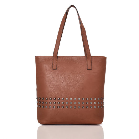 Benni Stud Shopper Bag Red Brown image 1