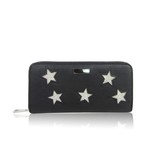 Glitter Star Long Zip Purse Black image 1