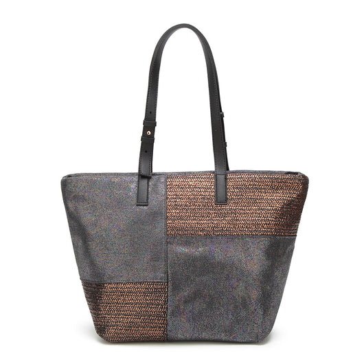 Panel Tote Shopper Bag Black/Gold image 1