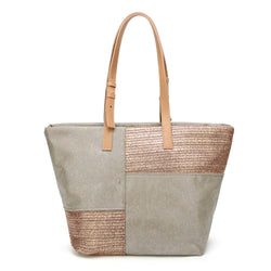Panel Tote Shopper Bag Grey/Gold image 1