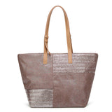 Panel Tote Shopper Bag Taupe Silver image 1