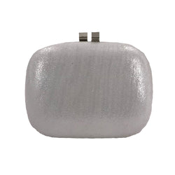 Small curved shimmer box clutch bag - Silver image 1