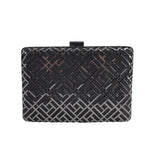 Metal cage shimmer box clutch bag - Black image 1