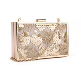 Sequin Box Clutch - Gold image