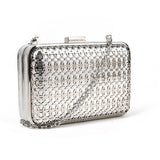 Geometric Floral Embossed Clutch - Silver image
