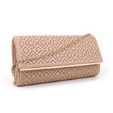 Laser Cut Diamond Pattern Evening Bag - Natural image